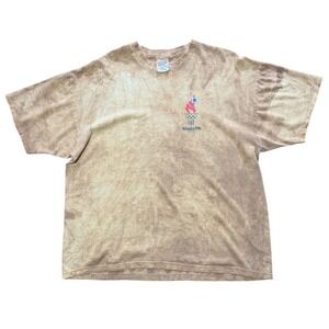 Vintage 90s Atlanta 1996 Olympics Sports Tie Dye Acid Wash Chest Graphic T-Shirt
